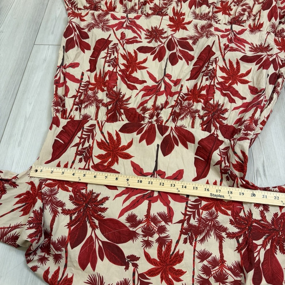 Anthropologie Maeve Bettina Dress Women Large Red Cream Tiered Shirt Dress Boho - Picture 13 of 14